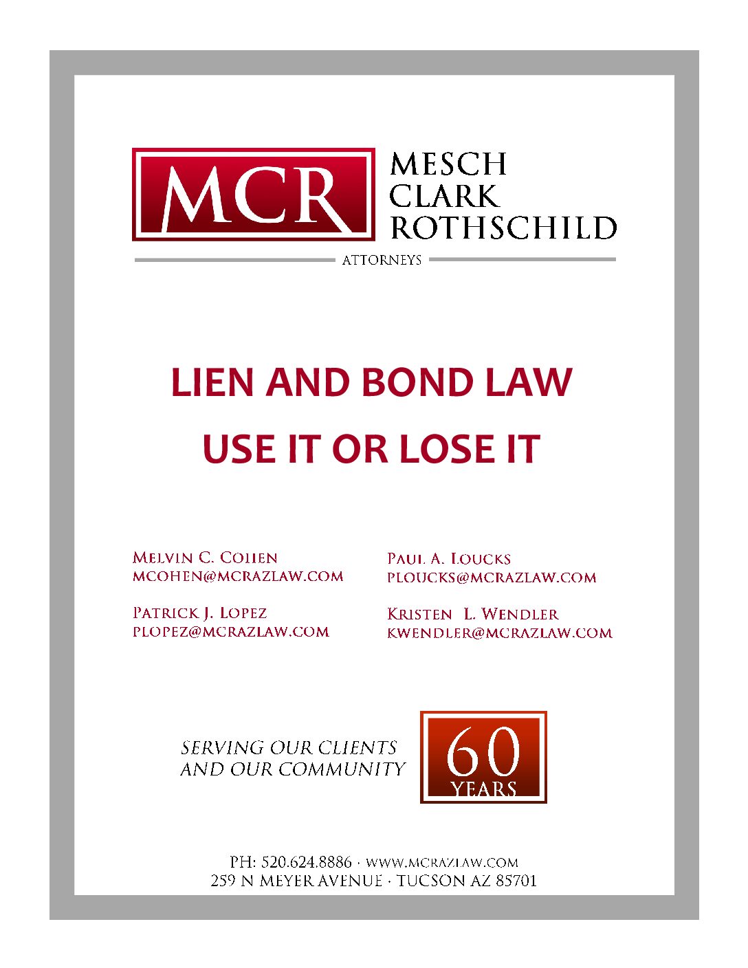 Lien and Bond Law Book (1) Mesch Clark Rothschild